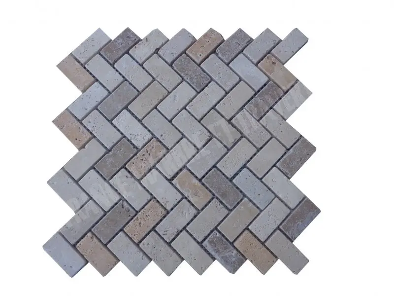 Travertin Multicolore Mosaïque Parquet 2,3x4,8 cm 