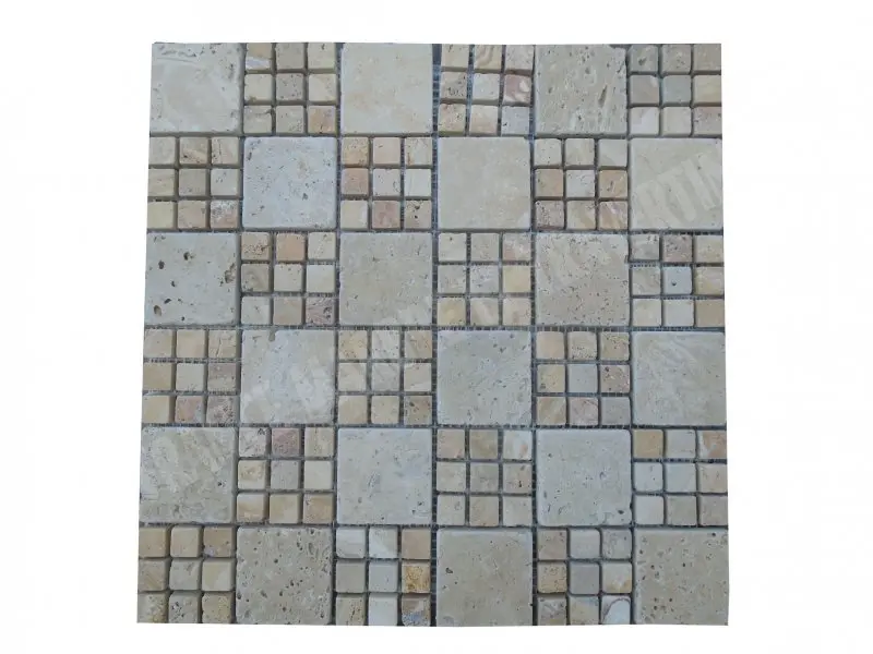 Travertin Beige - Jaune Mosaïque Modèle Monaco  