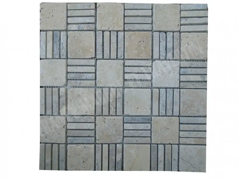 Travertin Beige - Silver Mosaïque Modèle Paris  
