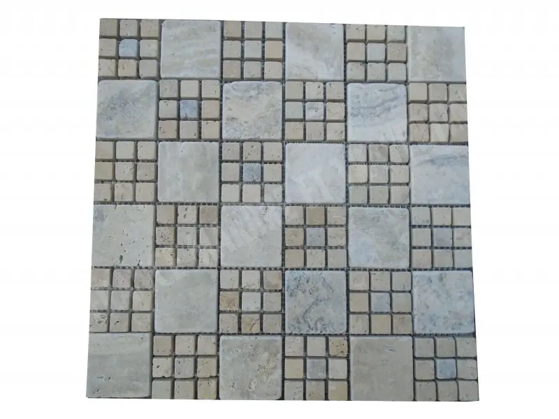 Travertin Silver - Beige Mosaïque Modèle Monaco  