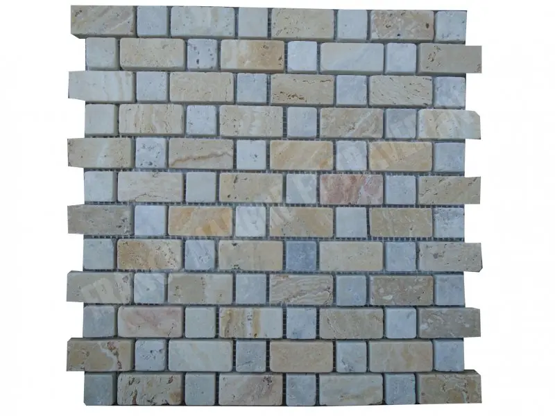 Travertin Jaune - Silver Mosaïque Modèle Bordeaux 