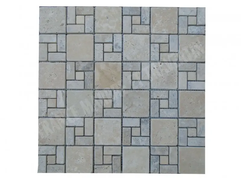 Travertin Beige - Silver Mosaïque Modèle Nice 