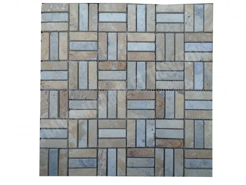 Travertin Jaune - Silver Mosaïque Modèle Lyon  