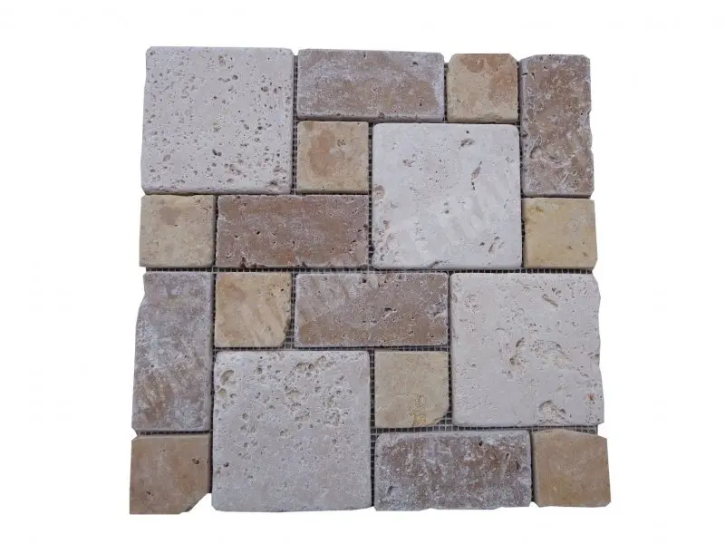 Travertin Multicolore Mosaïque Modèle 3 Format 