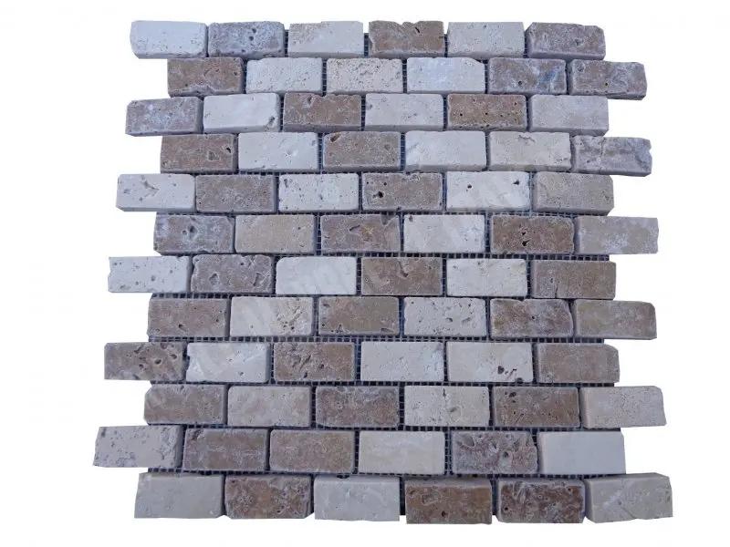Travertin Beige - Noce Mosaïque 2,3x4,8 cm 