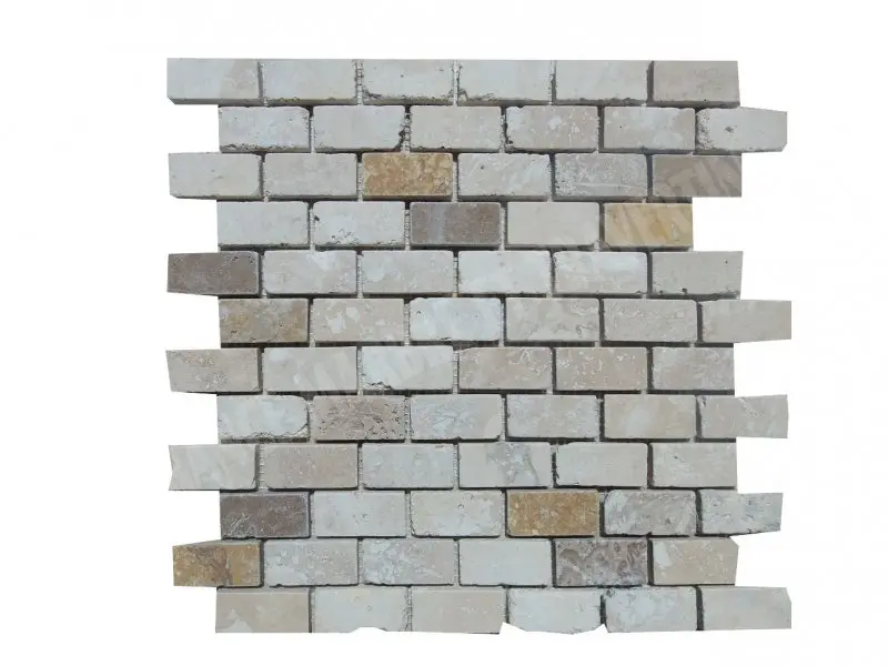 Travertin Multicolore Rebouché Mosaïque 2,3x4,8 cm 