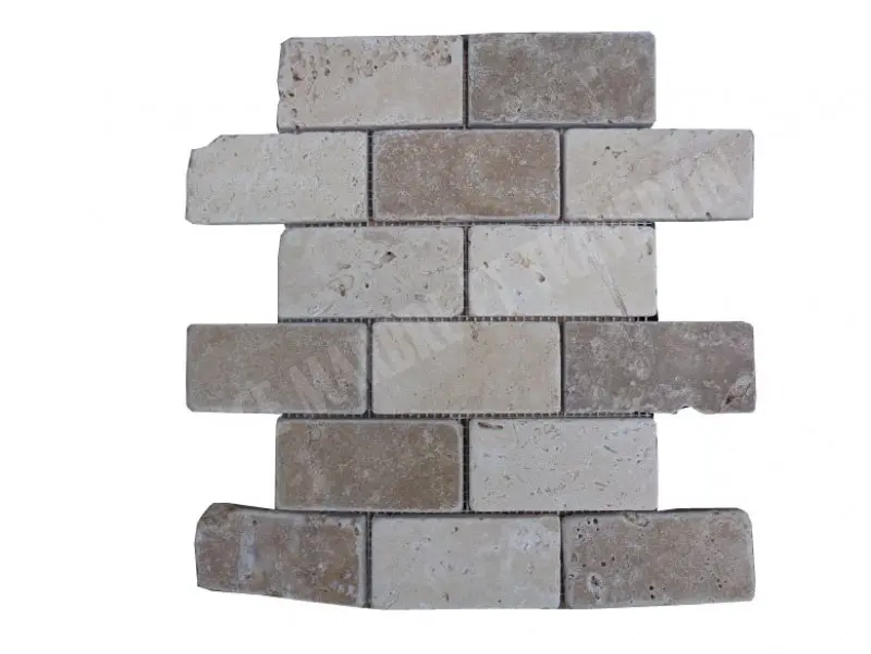 Travertin Beige - Noce Mosaïque 4,8x10 cm 