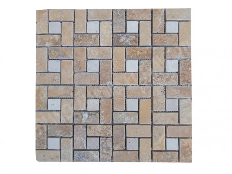 Travertin Jaune - Beige Mosaïque Modèle Target 