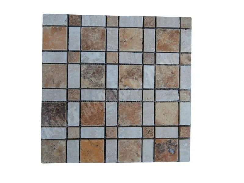 Travertin Jaune - Beige Mosaïque Modèle Carré 