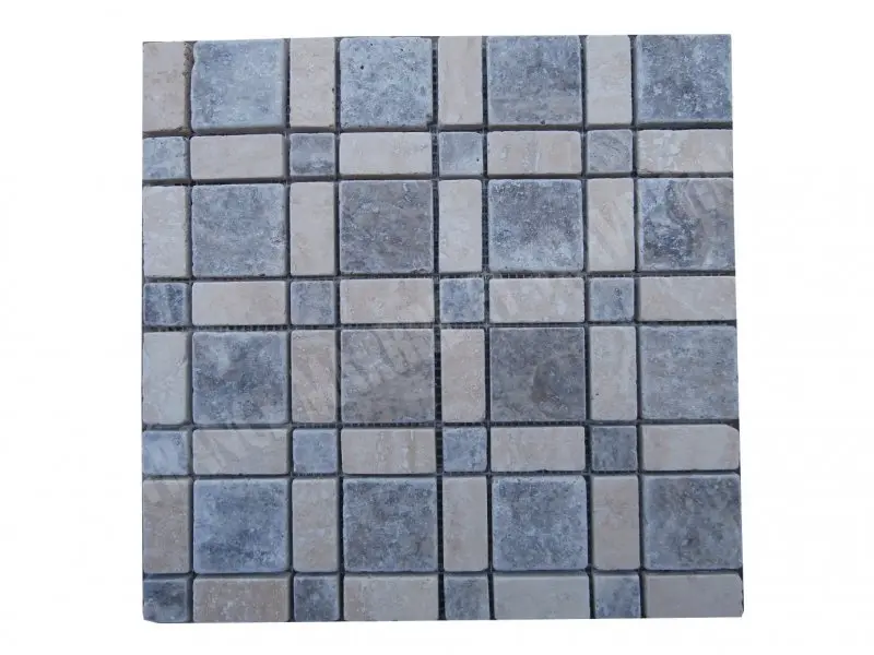 Travertin Silver - Beige Mosaïque Modèle Carré 