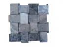 Travertin Silver - Noir Mosaïque Modèle Basketwave 