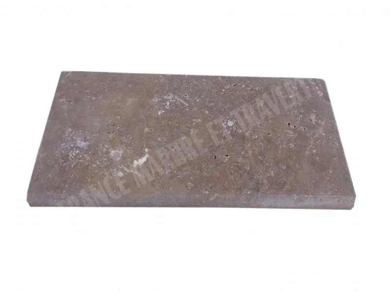 Travertin Noce Margelle de Piscine Bord Arrondi 30,5x61 cm