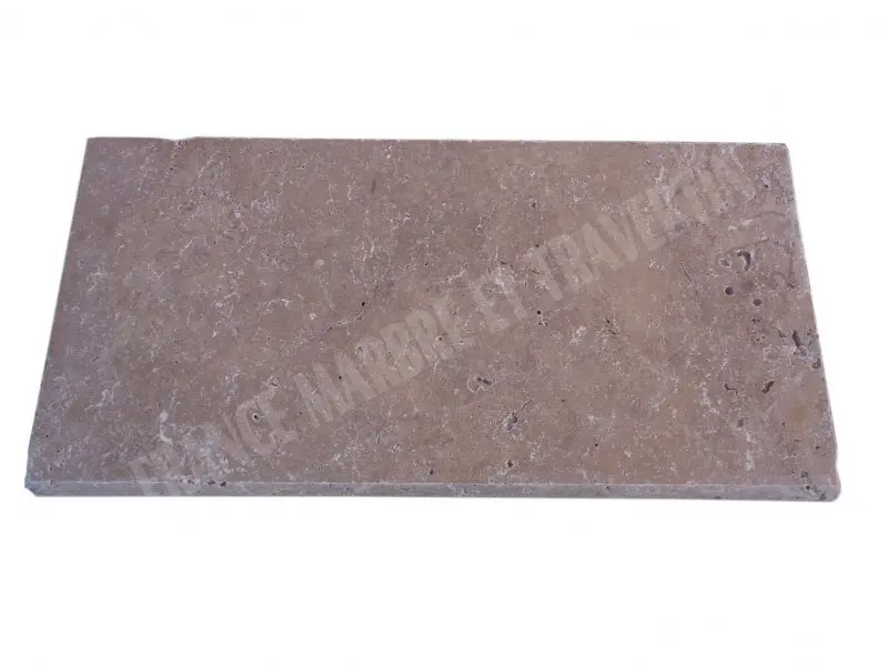Travertin Noce Marron Margelle de Piscine Bord Arrondi 30,5x61 cm
