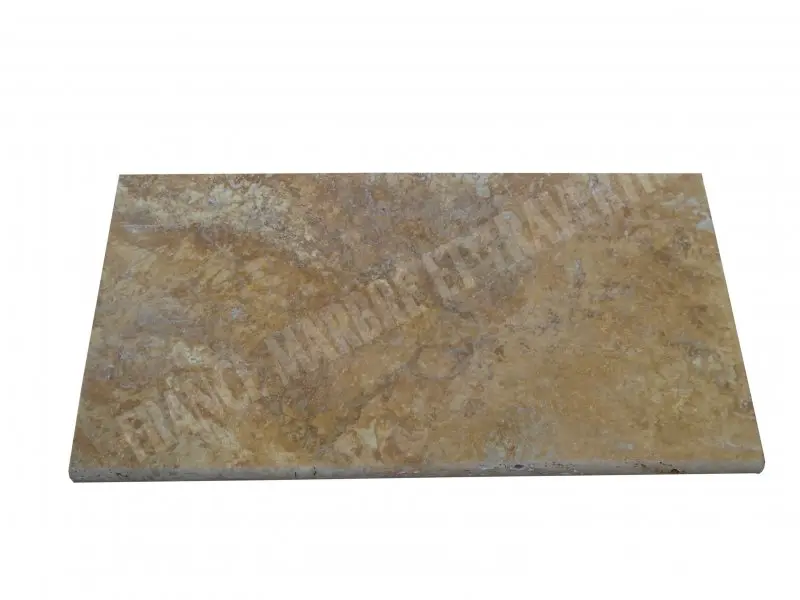 Travertin Jaune Margelle de Piscine Bord Arrondi 30,5x61 cm