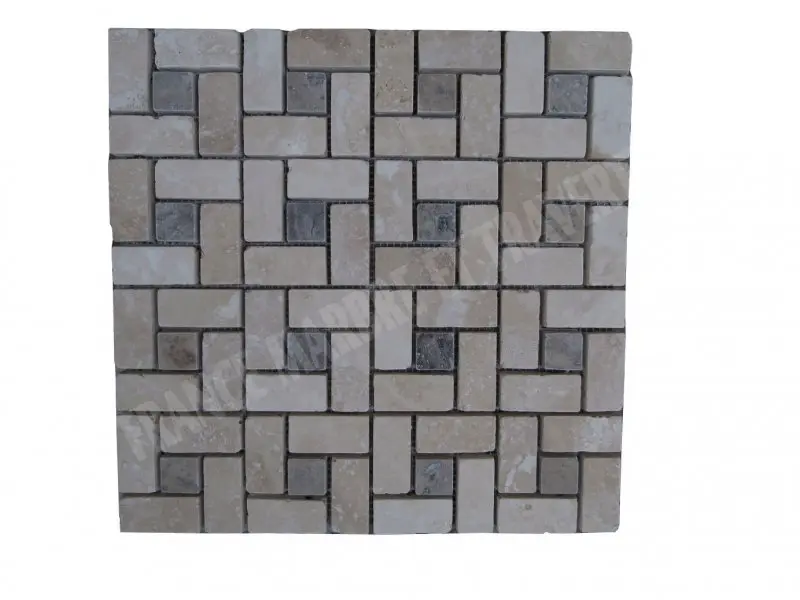 Travertin Beige - Silver Mosaïque Modèle Target  