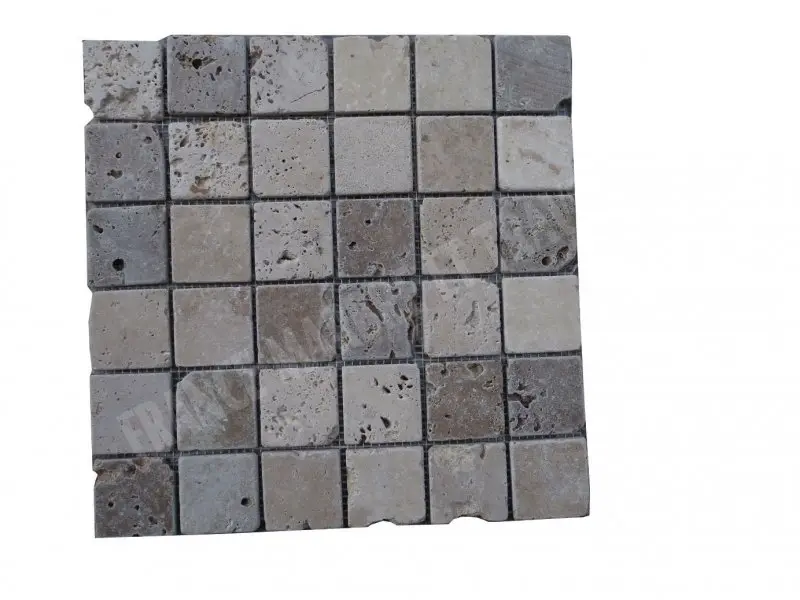 Travertin Beige - Noce Mosaïque 4,8x4,8 cm 