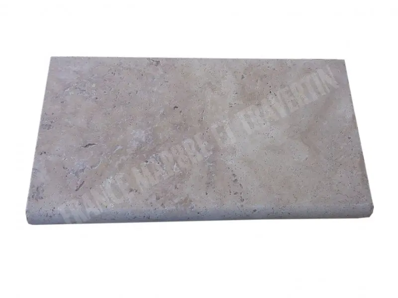 [2611] Travertin Beige Nuancé Margelle de Piscine Bord Arrondi 33x61 cm (Rustique)