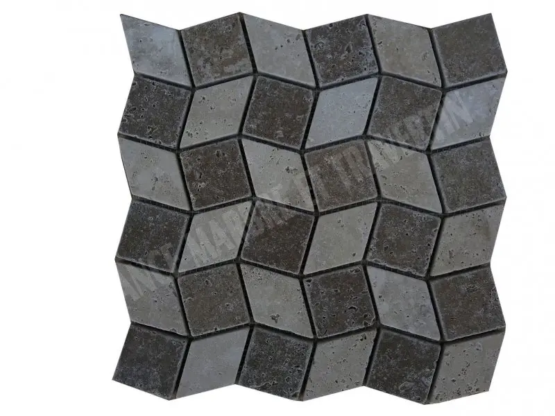 Travertin Beige - Noce Mosaïque Modèle Grand 3D  