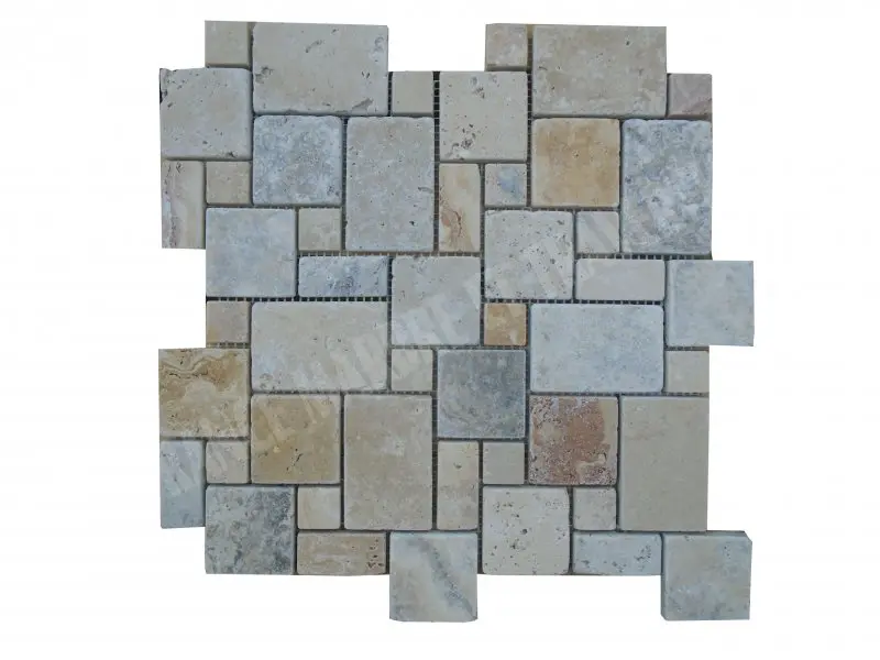Travertin Multicolre Mosaïque Modèle Opus Romain 