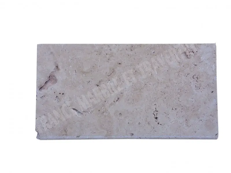 Travertin Beige Nuancé Margelle de Piscine Bord Arrondi 33x61 cm