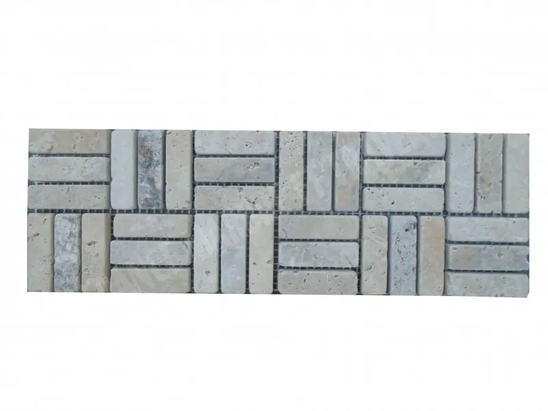 [2145] Travertin Beige & Silver Lyon 2 Frise 30,5x10 cm 
