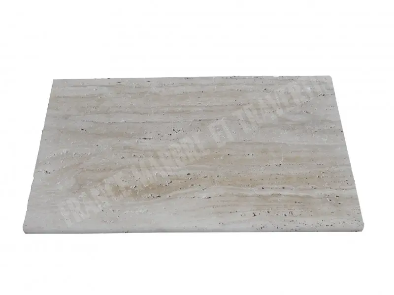 Travertin Beige Clair Veine Margelle de Piscine Bord Arrondi 33x61 cm