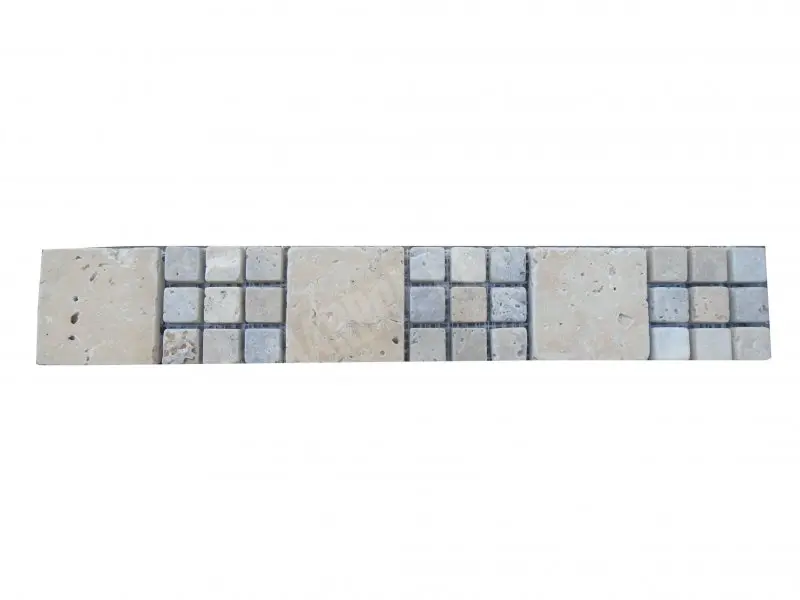 Travertin Beige & Silver Monaco Frise 30,5x5 cm 