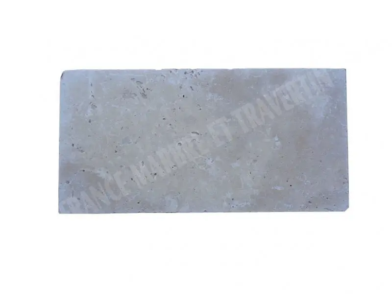 [2254] Travertin Beige Clair Margelle de Piscine Bord Droit 33x61 cm 