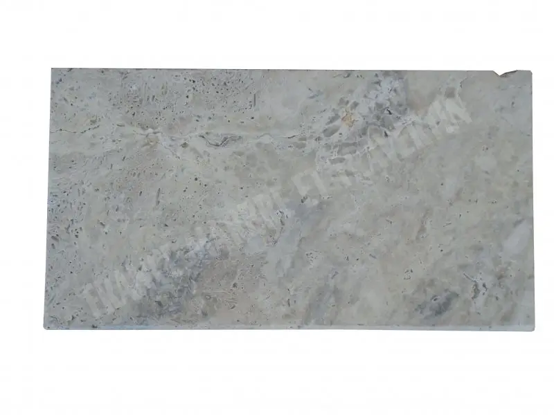 Travertin Silver Margelle de Piscine Bord Arrondi 33x61 cm