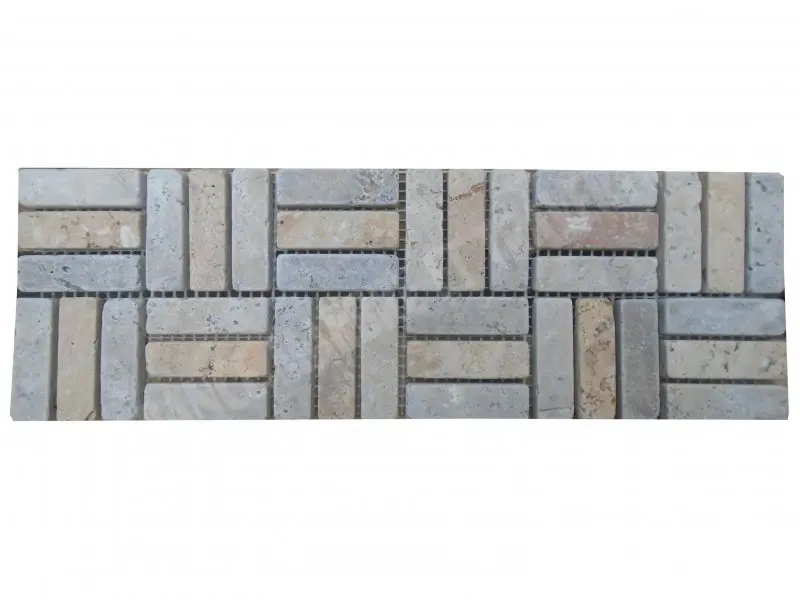 Travertin Silver & Jaune Lyon 2 Frise 30,5x10 cm 