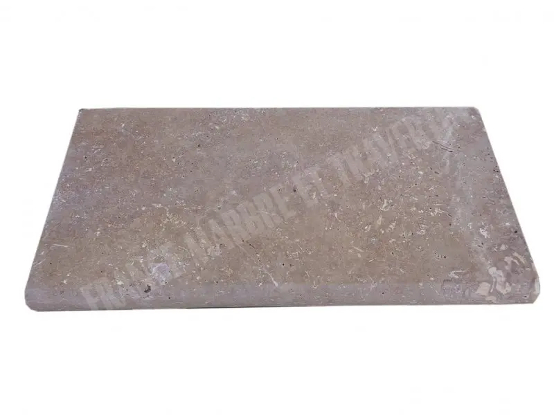 Travertin Noce Margelle de Piscine Bord Arrondi 33x61 cm