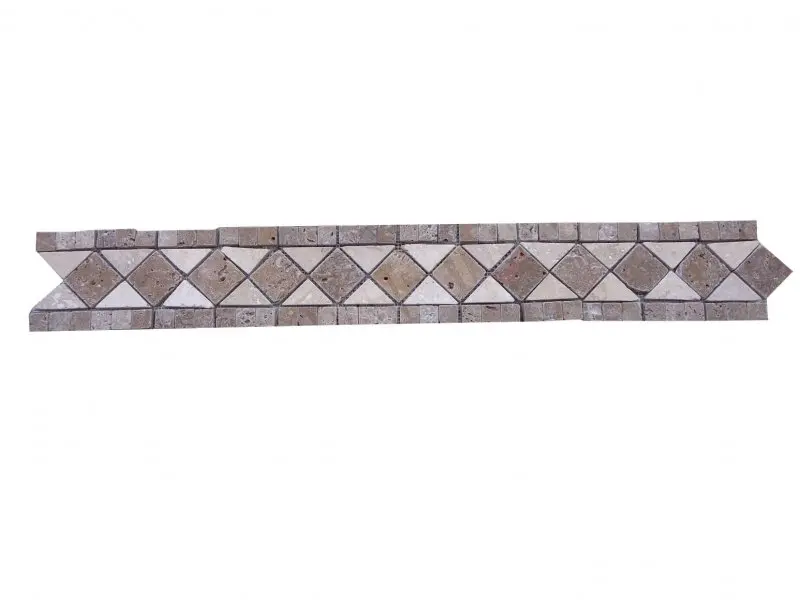 Travertin Beige & Noce Frise KF-16 Mosaïque 28x12 cm 