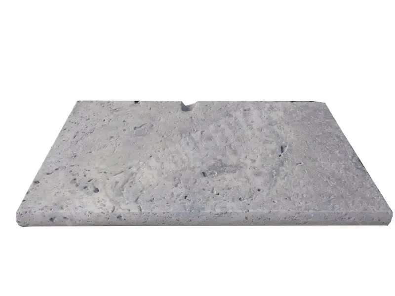 Travertin Silver Margelle de Piscine Bord Arrondi 35x61 cm