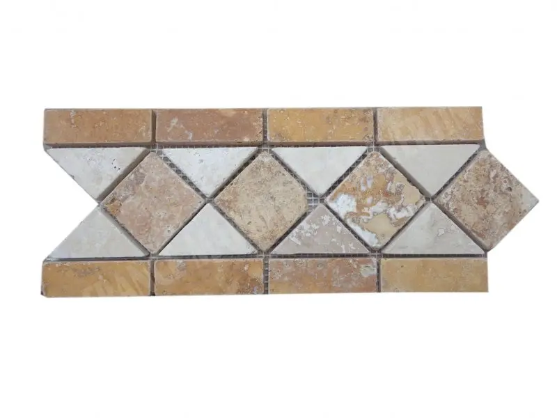 Travertin Jaune & Beige Frise 28x12 cm 