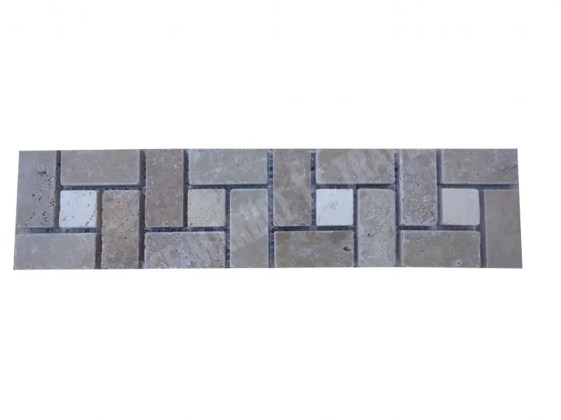 [1288] Travertin Noce & Beige Target Frise 30x7,5 cm 