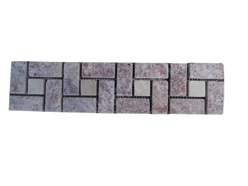 Travertin Rose & Beige Target Frise 30x7,5 cm 