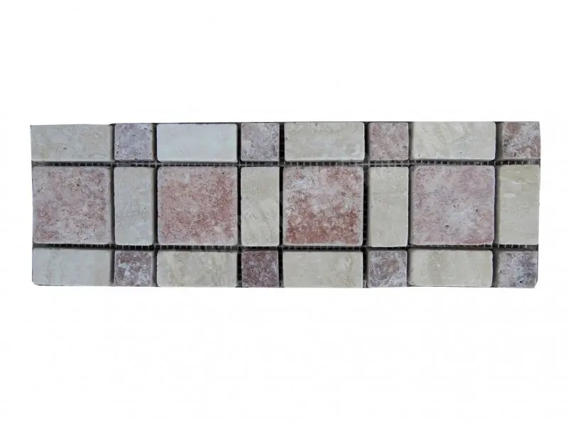 Travertin Rose & Beige Carré Frise 30x10 cm 