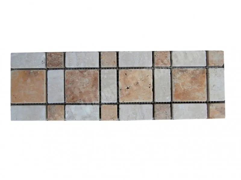 Travertin Jaune - Beige Frise Carré 30x10 cm 