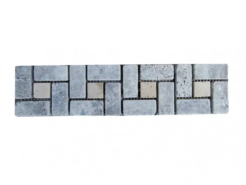 Travertin Silver & Beige Target Frise 30x8 cm 