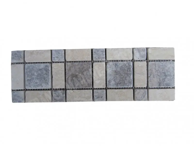 Travertin Silver & Beige Frise Carré 30x10 cm 