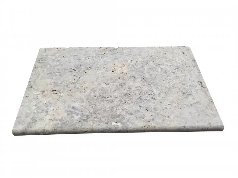 Travertin Argento Margelle de Piscine Bord Arrondi 40,6x61 cm
