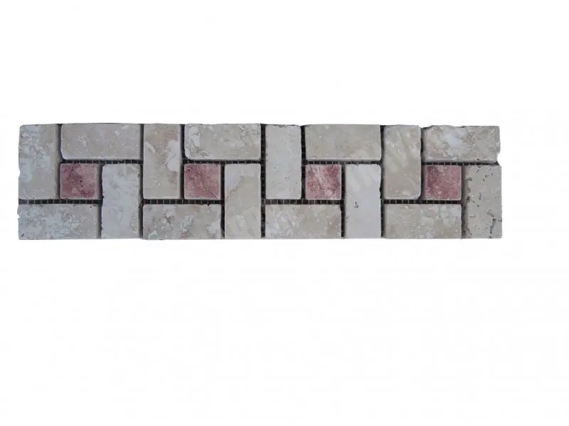 [1078] Travertin Beige & Rose Frise Target 30x7,5 cm 