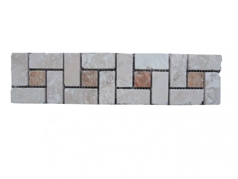 [1076] Travertin Beige & Jaune Frise Target 30x7,5 cm 
