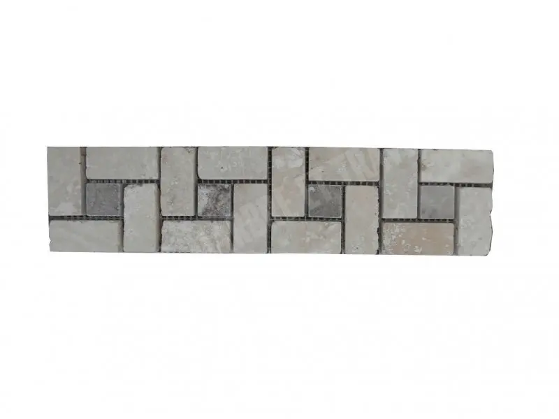 [1074] Travertin Beige & Silver Frise Target 30x7,5 cm 