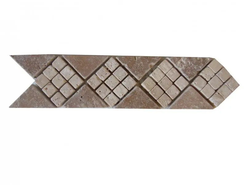 Travertin Noce & Beige Mosaïque Frise 28x6 cm Petit KF-16 
