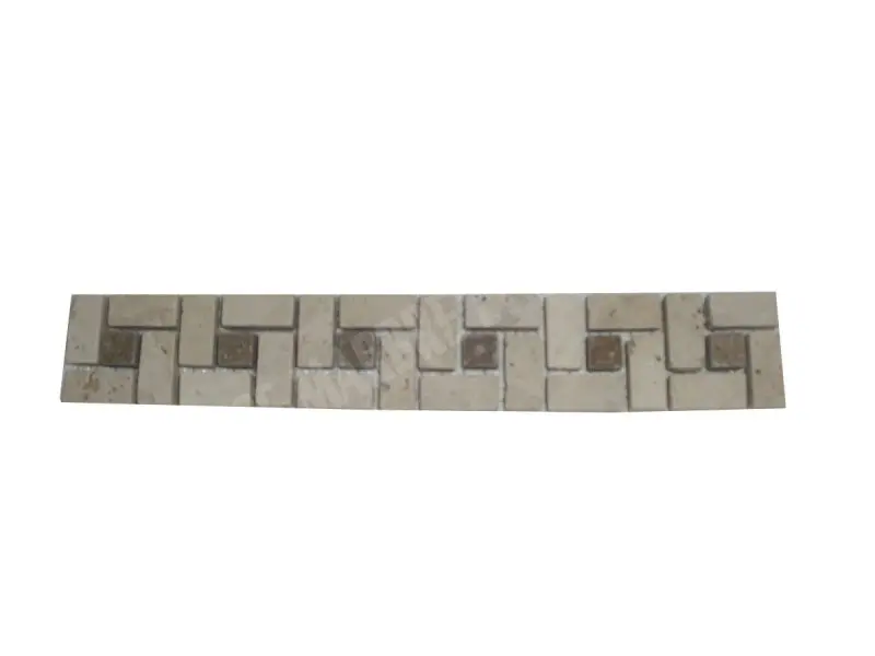 Travertin Beige & Noce Frise Petit Target 30x5 cm 