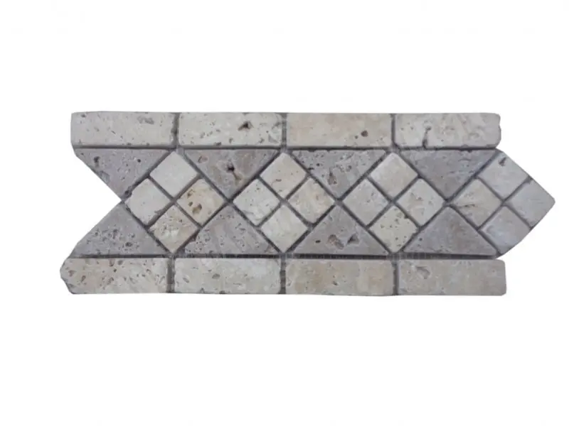 Travertin Noce & Beige Frise Mosaïque 28,5x12 cm 