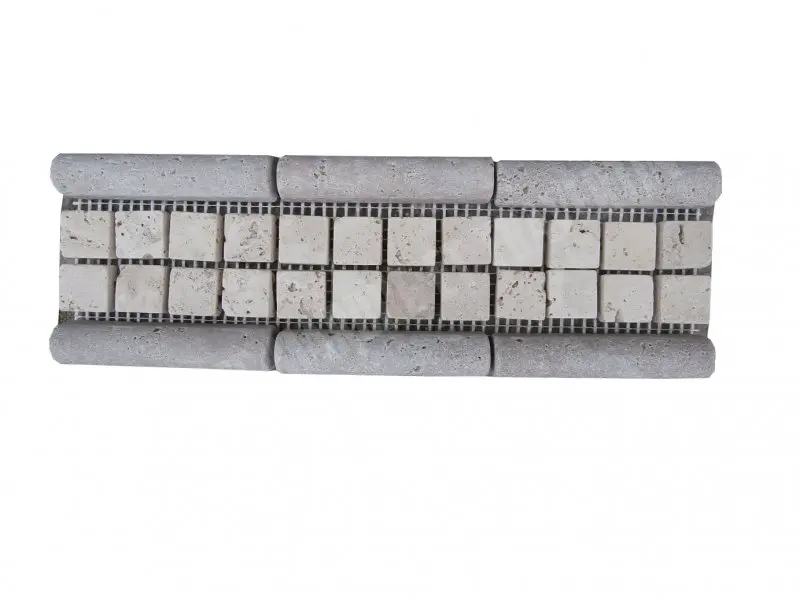 Travertin Frise Noce Mouleur Beige Mosaïque 30x8 cm 