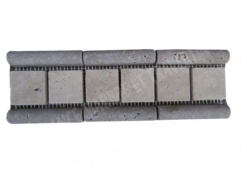 Travertin Frise Noce Mouleur Beige Mosaïque 30x8 cm 