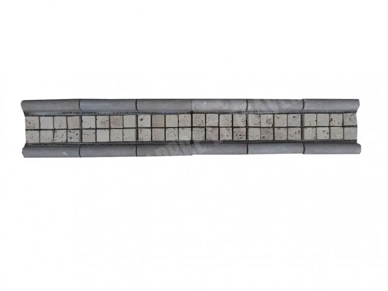 Travertin Frise Vert Mouleur Beige Mosaïque 30x8 cm 